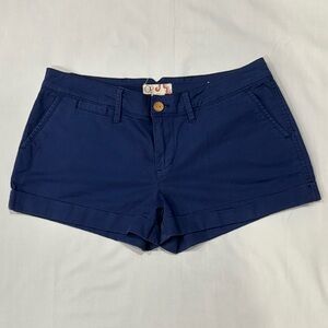 OP Ocean Pacific Juniors Mid Rise Cuffed Twill Chino Shorts Size 9 Storm Blue